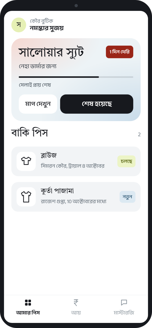 The karigar's pieces in Bengali